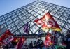 Louvre staff block entrances as part of pension protest
